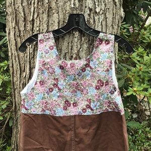 Girl Scouts Brownie Floral Brown Jumper Pull On 2 Pockets Permanent Press 12.5